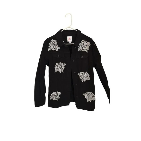 LuLaRoe Women's Black Floral Jacket Size L Long Sleeve Mid-Length - Picture 2 of 4